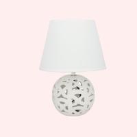 GISSED - Lámpara de Mesa con Base de Cerámica Calada en Diseño Esférico y Pantalla Blanca – Iluminación Decorativa para Dormitorios, Salas y Oficinas – Compatible con Bombillas LED y Tradicionales – Estilo Elegante y Sofisticado - details 2