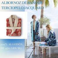 QUALITY TOWELS. ALBORNOZ de BAÑO UNISEX tres modelos con cuello smoking y cinturón extraíble de terciopelo jacquard tejido 100% algodón de 500 grs/m2. Diferentes tallas a elegir. - details 0