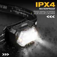 KDULITlampara Frontal De Cabeza Recargable USB Con Sensor De Movimiento Y 9 Leds Potentes Para Camping Pesca Al Aire Libre - details 7