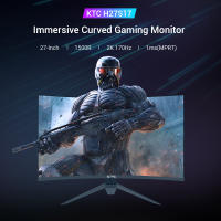 KTC Monitor Gaming Curvo de 27 ”, 170Hz, 165Hz, 2K QHD 2560 x 1440, 1ms, HVA 1500R Sin Marco, FreeSync & G-Sync, 16:9, 120% sRGB_4000:1_250cd/m²_3ms _Flicker-Free_ Low Blue Light, Pantalla de reducción de luz Azul, DP1.4, HDMI2.0, H27S17 Salida de audio - details 0