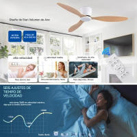 Ventilador de techo WOOX 2 en 1 con motor DC de cobre silencioso, luz LED de 86 cm (34") que cuida la vista, control remoto, 45 W, 6 velocidades, función de temporizador/inversión/memoria. Ideal para dormir o estudiar en casa - details 4