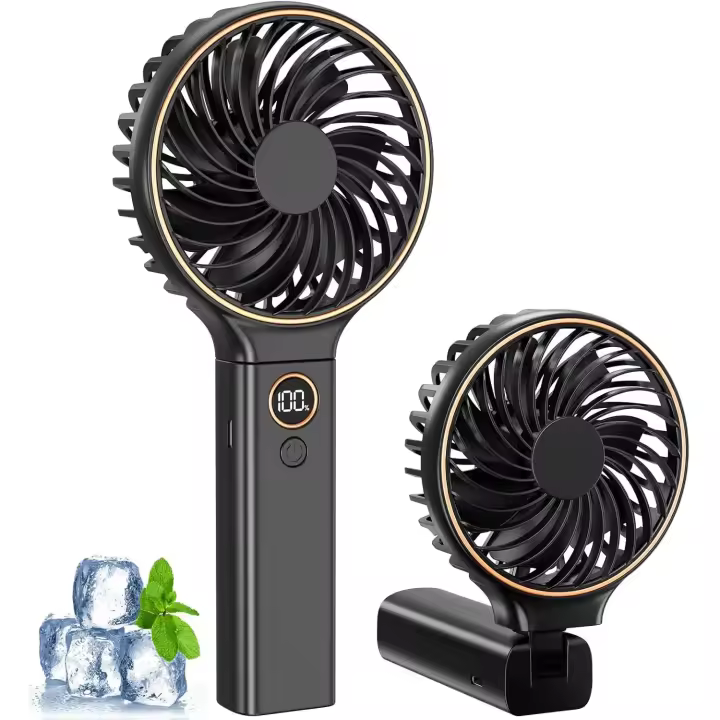 Ventilador Portátil, Pontente Ventilador Recargable USB-C con 6 Velocidades, Pantalla LED, ventiladores de Mano 4000mAh para Viajes, Desplazamientos y Actividades al Aire Libre, Regalo para Mujeres - 1