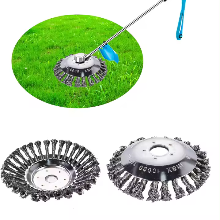 Steel Wire Weed Trimmer Head, 8 Inch Brush Cutter Brush, 200 x 25.4mm Steel Wire Weeg Head, Round Weed Brush for Moss and Rust Removal (8 Inch) - 1