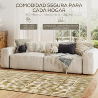 HOMCOM Alfombra Salón 170x120 cm Alfombra Lavable en Lavadora Pelo Corto Estilo Moderno Tapete para Sala de Estar Dormitorio Comedor Crema - details 0