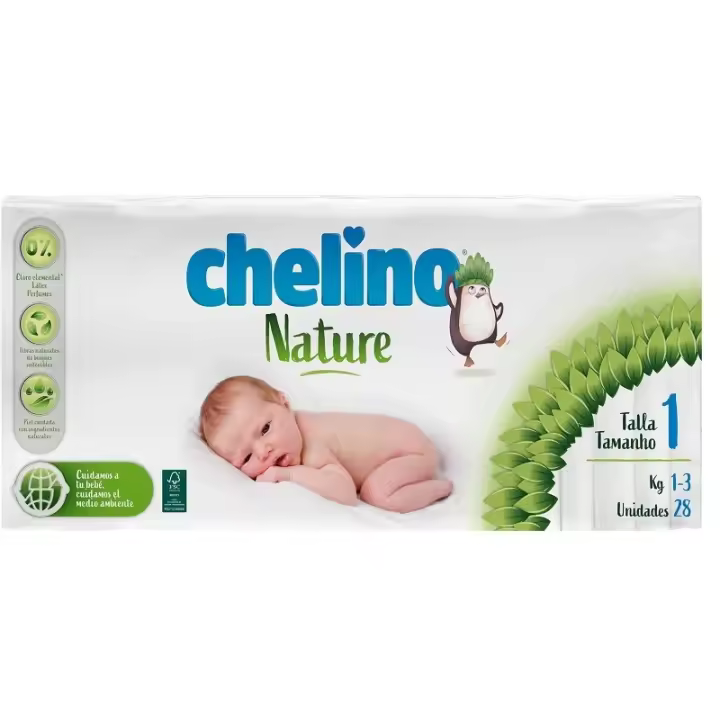 CHELINO NATURE TALLA 1 (1 A 3 KG) 28 PAÑALES - 1