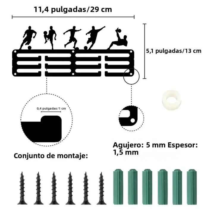 Estante De Medallas De Cheerleader Soporte Para Medallas De Deportes Metal Hierro Pequeño Montaje En Pared Decoración Para Casa Y Carreras - 1