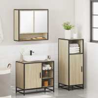 vidaXL Set de muebles de baño 3 pzas madera contrachapada roble Sonoma - details 2