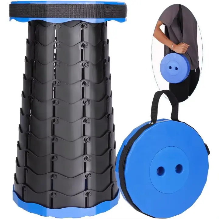 Taburete Plegable Portátil de Segunda Generación, Taburete Telescópico Ligero, Carga 550 LB, para Exteriores, Senderismo, Pesca, Barbacoa, Interior, Viajes, Fiestas, Altura Ajustable 6.5-45 cm - 1