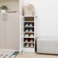 vidaXL Mueble Zapatero Contrachapada 32x35x92 cm Armario Pasillo Banco Color Blanco,  Blanco brillante,  Gris hormigón - details 0