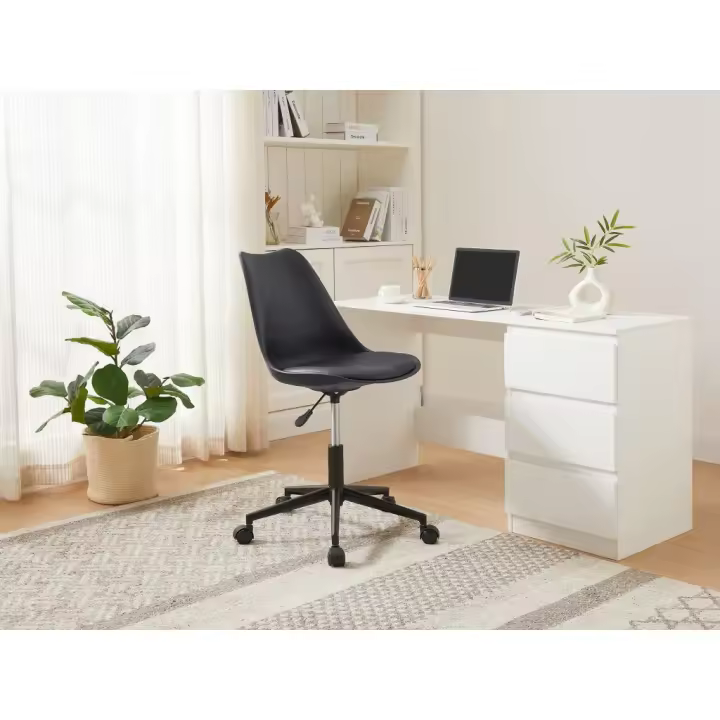 Vente-unique - Silla de oficina - Polipropileno y cuero sintético - Negro - XAFY - 1