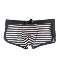 Shorts De Baño Para Hombre Sexy Con Borde Recto Y Estampado De Rayas Abertura Lateral Secado Rápido Transpirable - details 4