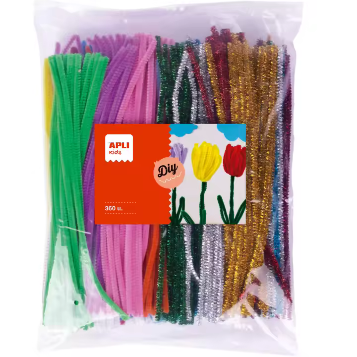 APLI Kids 18153 - 360 Limpiapipas Surtidos multicolor y metalizados, formato MAXI - 1