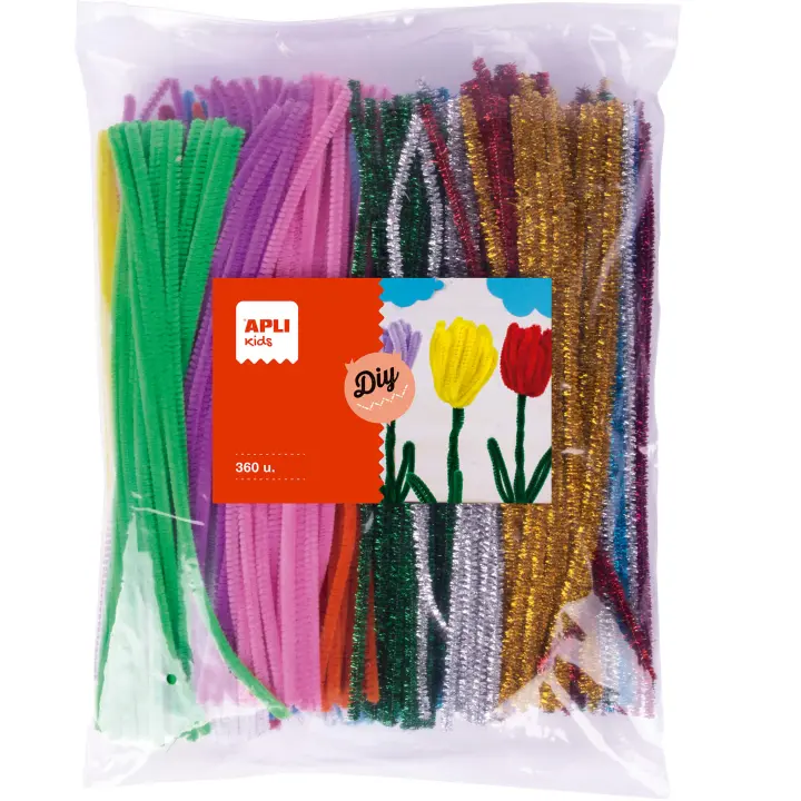APLI Kids 18153 - 360 Limpiapipas Surtidos multicolor y metalizados, formato MAXI - 1