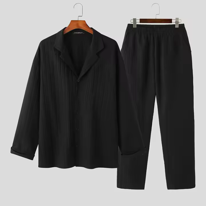Conjunto De Moda Casual Para Hombre INCERUN Venta Caliente Camisas Y Pantalones Estilo Rayado 2 Piezas Tallas S-5XL 2023 - 1