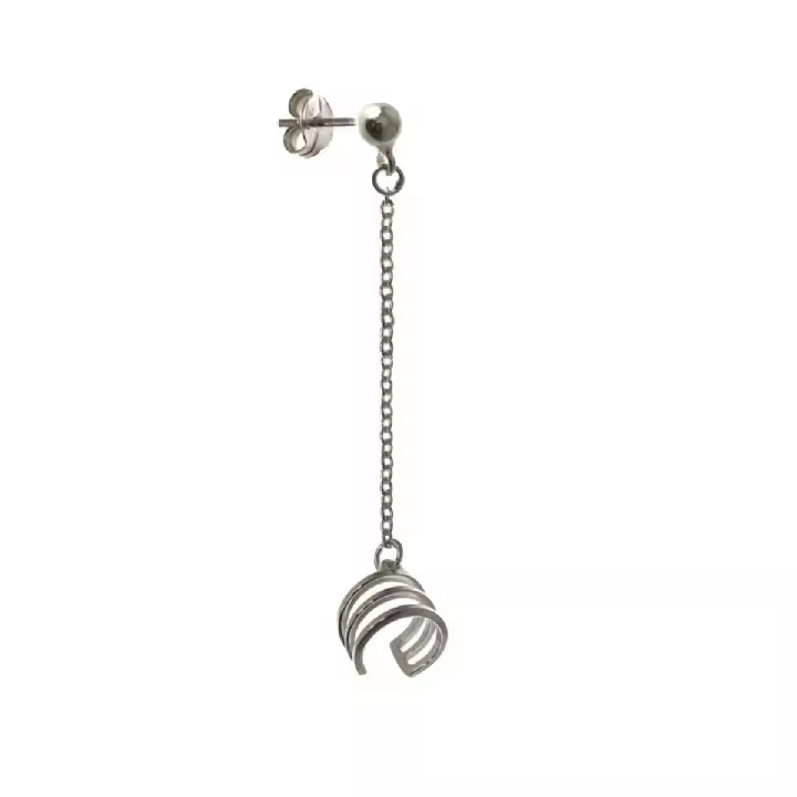 Inmaculada Romero Pendiente Suelto Plata Ley 925m Trepador Aro Tres Bandas Mujer 4.5cm - 1
