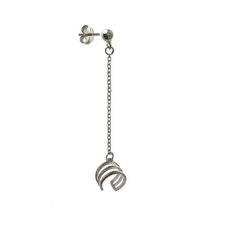 Inmaculada Romero Pendiente Suelto Plata Ley 925m Trepador Aro Tres Bandas Mujer 4.5cm - 1
