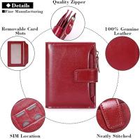 Monedero pequeño y compacto de cuero con bloqueo RFID para mujer, con bolsillo con cremallera y ventana para identificación - details 4