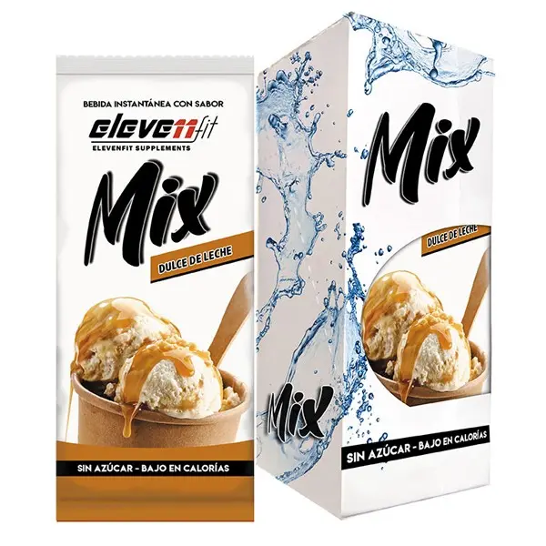 Eleven Fit Mix Instantáneo, Caja de 12 Sobres Sabor Dulce De Leche - Prepara 1.5L de Bebida Saludable - Sin Azúcar, Baja en Calorías y Carbohidratos - Ideal para Agua/Leche, Cocinar y Preparar Postres - Mejora tu Dieta - Apto para Adultos y Niños - 1