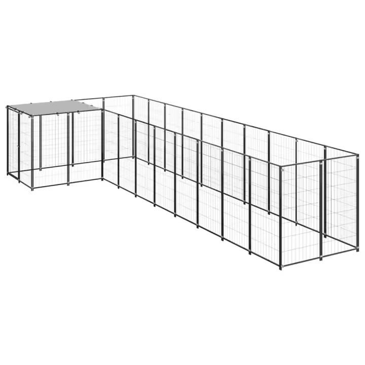 vidaXL Perrera 7,26 m² Acero Casa Jaula Perro Cachorro Recinto Mascota Color Plateado,  Negro, y mas - 1