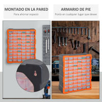 DURHAND Armario Organizador de Herramientas con 60 Cajones Tipo Estantería DIY Caja Cajonera de Herramientas 38x16x47,5 cm Naranja - details 3