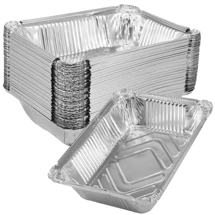 50/100pcs Bandejas De Aluminio Con Tapa Antideslizante Para Horno Aire Freidora Cocina Utensilios De BBQ Platos De Aluminio Grado Alimenticio Para Hornear Y Cocinar - 1