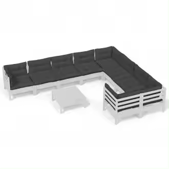 VIDAXL 3096990 set de muebles de jardín de madera de pino blanco y gris antracita 10 piezas - 1