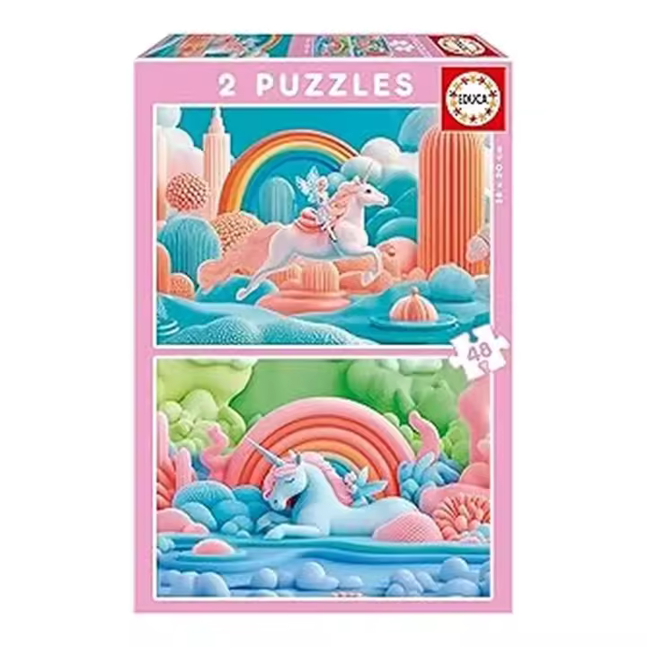 Educa Set de Puzzles Infantiles Unicornios Mágicos 2x48 Piezas 20223 - 1