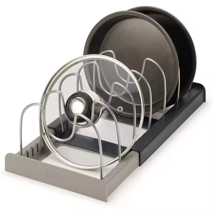 Organizador de utensilios de cocina expandible, ahorra espacio para tapas de ollas y bandejas de horno - Gris - 1