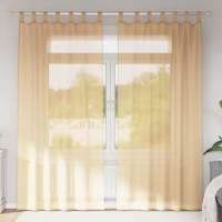 vidaXL Cortinas de gasa con trabillas 2 uds 140x245 cm en color Rosa claro/Arena/Morado y más | protección solar decorativa para ventanas hogar oficina dormitorio fácil de instalar - details 1
