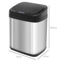 HOMCOM Cubo de Basura Automático 20L Papelera de Cocina de Acero Inoxidable con Sensor Infrarrojo Apertura Automática Cubo Interior Extraíble y Asa 33x25x42,5 cm Plata y Negro - details 2