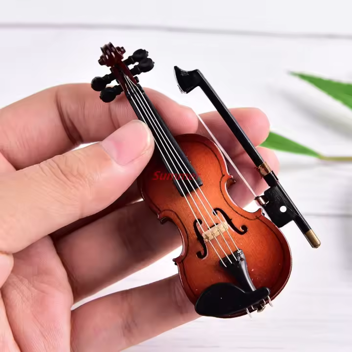 Violín Miniatura De Madera Decorativa Para Colección De Instrumentos Musicales Modelo Único Y Práctico Con Soporte - 1