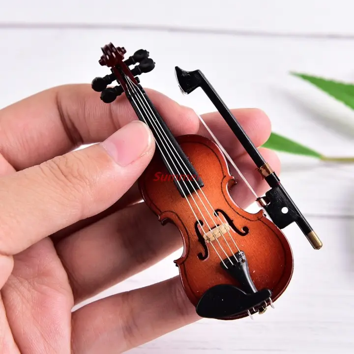 Violín Miniatura De Madera Decorativa Para Colección De Instrumentos Musicales Modelo Único Y Práctico Con Soporte - 1