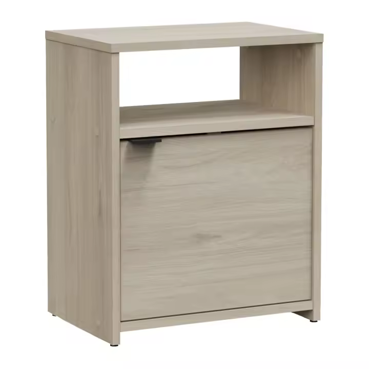 Mesita de Noche Nano de Dormitorio con 1 Puerta y Estante Estilo Moderno en Color Roble Kronberg 41x51x28 cm - 1