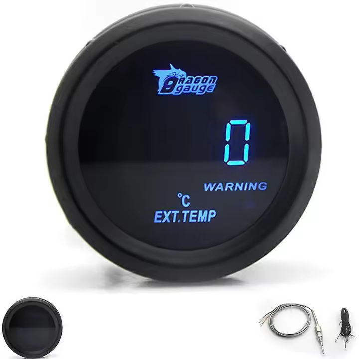 Medidor de temperatura de gases de escape digital de 2" y 52 mm, con LED azul y sensor para coche - 1