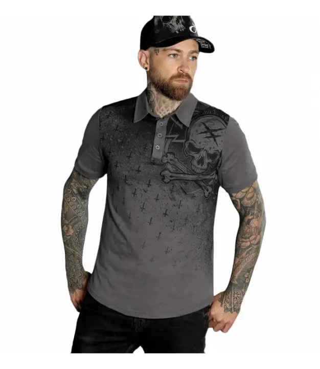 Polo Hombre Grave manga corta gris HYRAW FW22-M23 - 1