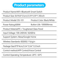 Interruptor Inteligente WiFi De Pared Con Toque EU 220V Necesita Alambre Neutro Compatible Con Alexa Google Home 1/2/3/4 Gang Tuya Smart Life - details 7