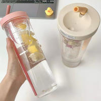 Botella De Agua Portátil Con Pajillas Y Fruta Infusor Taza De Jugo De Frutas Para Deporte Y Viajes Transparente Reutilizable Y Lavable - details 6