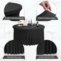 1pc Tablecloth Redondo Elástico De Spandex Para Decoración De Fiestas Cumpleaños Baile De Invierno Boda Tamaño Único Color Sólido - details 6