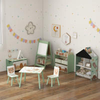 ZONEKIZ Estantería para Juguetes Organizador Infantil con Estantes Abiertos y 2 Cajas de Tela no Tejida Extraíbles para Sala de Juegos Habitación Guardería 62,4x26,5x90 cm - details 1