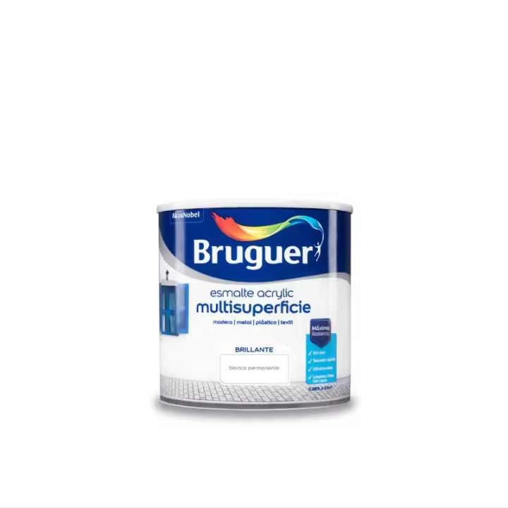 BRUGUER Esmalte Acrílico Multisuperficie Brillante Blanco Permanente 0,250L - BRUGUER - 25005 Esmalte acrílico Accesorios y recambios para Pintura Esmalte Pinturas - 1
