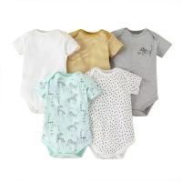 Nueva ropa de verano para bebés y niños pequeños, mono de pedo cruzado triangular de colores mixtos, ropa para gatear para bebés, conjunto de cinco piezas - details 4