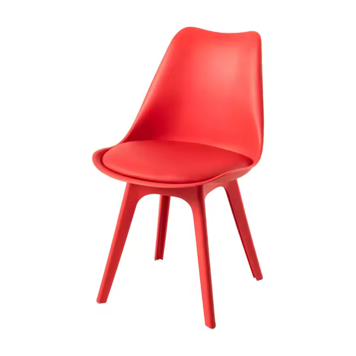 ORION91 Silla BOREAL Asiento Acolchado Piel Sintética y Patas Color Rojo 48x43x82cm Comedor Oficina Salón Teletrabajo Cocina - SpazioLuzio - 1