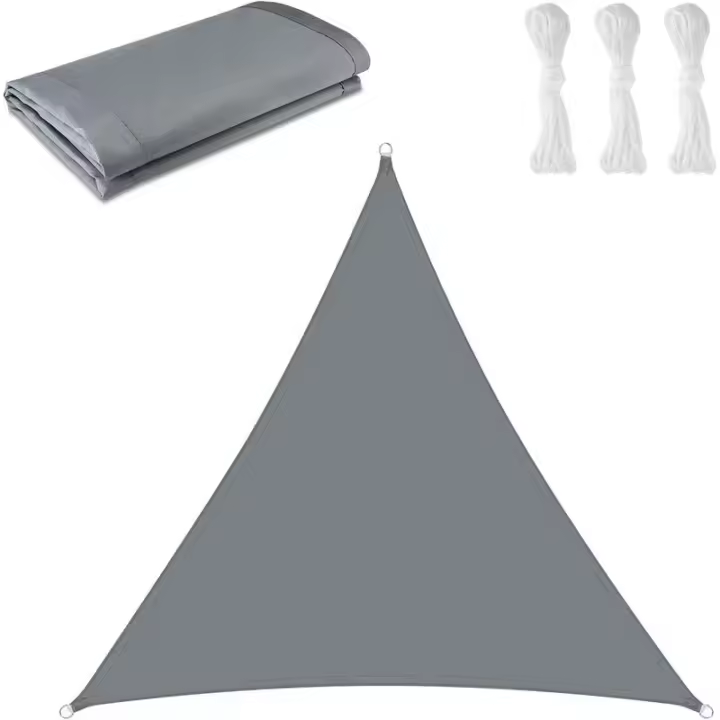 Vela de Sombra Triangular 3 x 3 x 3 m Tela de Sombra Protección contra Rayos UV para Exteriores, Terraza, Jardín - Gris - 1