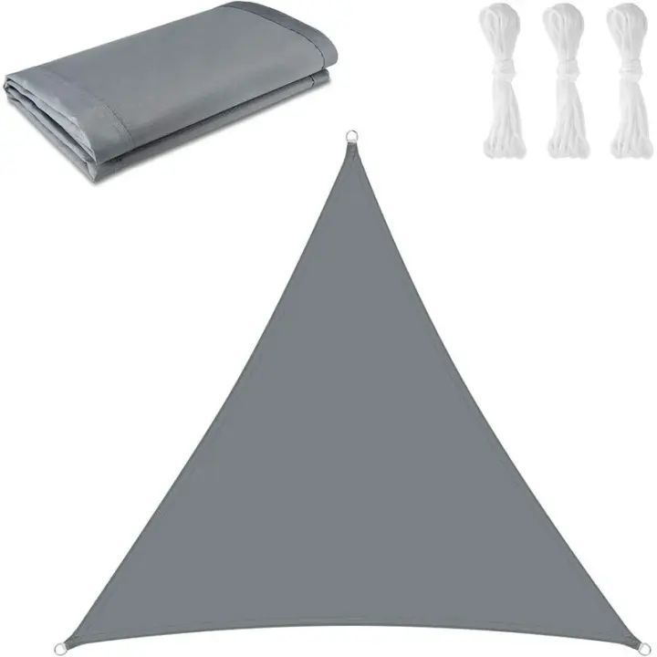 Vela de Sombra Triangular 3 x 3 x 3 m Tela de Sombra Protección contra Rayos UV para Exteriores, Terraza, Jardín - Gris - 1