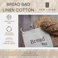 2 Pack Natural Linen Bread Bag | Organic Blend | 2 x Reusable Bread Bags | Food Storage Bag | Bread Storage Bags | 38x27 cm | Eco Bread Bag - details 2