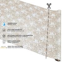 Mantel de tela antimanchas, impermeable y lavable, diseño floral Palem Beige, para mesa rectangular, fácil de limpiar, ideal para cocina, comedor, salón, jardín o picnic. - details 2