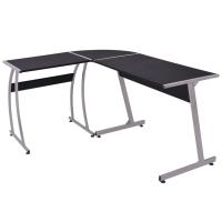vidaXL Escritorio de esquina en forma de L en color Negro/Marrón | estructura resistente ideal para salón dormitorio o estudio - details 0