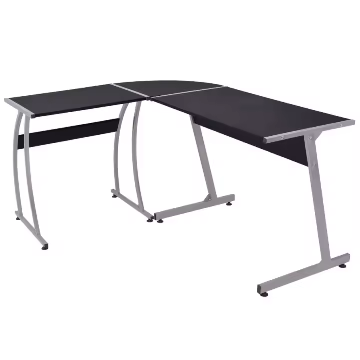 vidaXL Escritorio de esquina en forma de L en color Negro/Marrón | estructura resistente ideal para salón dormitorio o estudio - 1