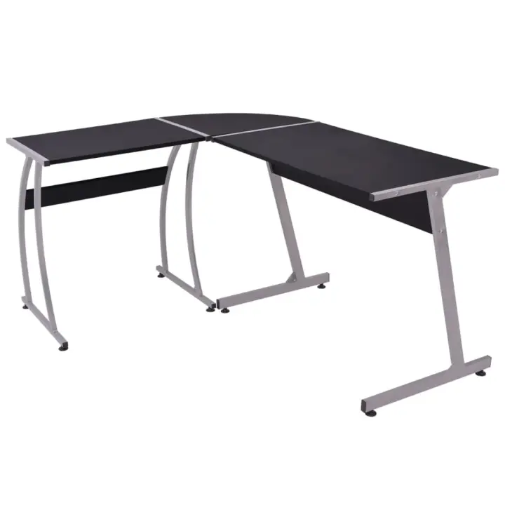 vidaXL Escritorio de esquina en forma de L en color Negro/Marrón | estructura resistente ideal para salón dormitorio o estudio - 1
