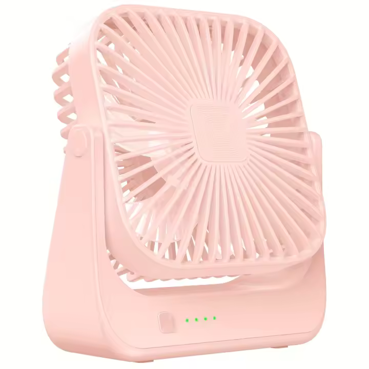 Ventilador de escritorio portátil rosa/Negro 4000mAh, pantalla digital ultrafina de viento fuerte 4 velocidades ajustable pequeño ventilador personal con pilas silencioso para dormitorio, oficina, viajes, biblioteca, al aire libre - 1